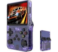 Consola de juegos R36S retro de mano con 128G integrado, más de 21000 juegos clásicos, sistema Linux de código abierto, pantalla IPS de 3.5 pulgadas, reproductor de video portátil de bolsillo (morado