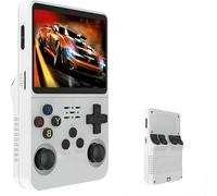 Consola de juegos R36S retro de mano con 128G integrado más de 21000 juegos clásicos, sistema Linux de código abierto, pantalla IPS de 3.5 pulgadas, reproductor de video portátil de bolsillo (blanco)