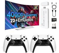 Consola de Juegos Retro, más de 40 000 Juegos y 23 emuladores, con Dos mandos inalámbricos 2.4G, Plug and Play 4K HD HDMI TV Game Stick Blanco (128 GB)