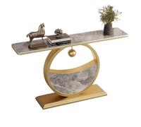 Consola de mesa de entrada, marco de metal de hierro, diseño de losa de roca de granja para pasillo, sala de estar, vestíbulo, soporta 100 kg