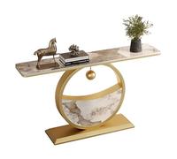 Consola de mesa de entrada, marco de metal de hierro, diseño de losa de roca de granja para pasillo, sala de estar, vestíbulo, soporta 100 kg