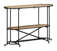 Consola de mesa genérica 110 x 42 x 76 cm, madera maciza de mango en bruto | Marco de hierro resistente, 2 estantes de almacenamiento, diseño industrial, pieza única