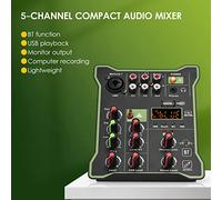 Consola de mezcla de sonido de sonido de audio compacto de 5 canales de 5 canales con 48V Phantom Power Interfaz de audio USB Pantalla LED Efecto de reverberación incorporada