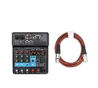Consola de mezcla portátil de 6 canales Bluetooth USB Reproducir registro de reproducción de computadora Mini Broadcast Broadcast de audio A6 Para estudio de grabación de DJ (Color : NA4-E-U 1pcs 2M