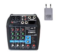 Consola de mezcla portátil de 6 canales Bluetooth USB Reproducir registro de reproducción de computadora Mini Broadcast Broadcast de audio A6 Para estudio de grabación de DJ (Color : NA4-E-U)