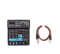 Consola de mezcla portátil de 6 canales Bluetooth USB Reproducir registro de reproducción de computadora Mini Broadcast Broadcast de audio A6(NA4-E-U 2pcs 1M)