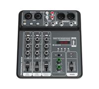 Consola de mezcla USB de 4 canales de tamaño pequeño, mezclador de sonido portátil, cuerpo de metal para canciones de karaoke, equipo profesional negro y gris