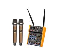 Consola de Mezclador de Audio de 4 Canales con Kit de Micrófono Inalámbrico UHF, Interfaz de Audio USB para DJ, Karaoke, PC, Guitarra