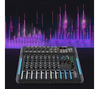 Consola de mezclador de sonido estéreo profesional de 10 canales | Mezclador de audio Bluetooth Studio Mixer con 99 efectos DSP | Mixpult con unidad USB + alimentación fantasma de 48V | Mezclador de