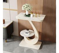 Consola de sofá moderna con panel de roca rectangular y estructura de metal, mesa auxiliar sencilla para sala de estar, ideal para pasillo, vestíbulo, entrada y recibidor(White-2,50x30cm/19.7x11.8in)