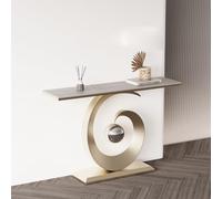 Consola de sofá moderna con panel de roca y marco de metal, mesa auxiliar sencilla para sala de estar, color negro y dorado, para pasillo, vestíbulo,entrada, decoración del hogar(Gold 3,120CM/47.2in)