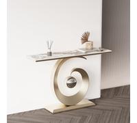 Consola de sofá moderna con panel de roca y marco de metal, mesa auxiliar sencilla para sala de estar, color negro y dorado, para pasillo, vestíbulo,entrada, decoración del hogar(Gold 2,80cm/31.4in)
