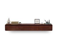 Consola de TV flotante con 2 cajones, estante multimedia montado en la pared para apartamentos pequeños, armario flotante marrón para TV con almacenamiento debajo de la TV, moderno, 300 cm de ancho