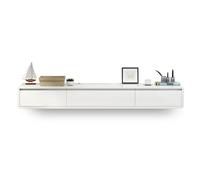 Consola de TV flotante con 2 cajones montado en la pared estante de medios para apartamentos pequeños blanco 180cm