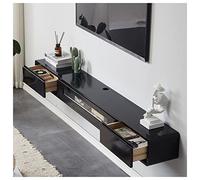 Consola de TV flotante montada en la pared, estante de entretenimiento moderno con cajones y almacenamiento para sala de estar y dormitorio, elegante soporte debajo de la TV