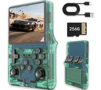Consola de videojuegos portátil R40s Pro, consola de videojuegos portátil con pantalla IPS de 3,5 pulgadas, tarjeta integrada de 256 GB y 30.000 juegos, sistema Linux de código abierto (verde)
