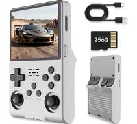 Consola de videojuegos portátil R40s Pro, consola de videojuegos portátil con pantalla IPS de 3,5 pulgadas, tarjeta integrada de 256 GB y 30.000 juegos, sistema Linux de código abierto (blanco)