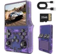 Consola de videojuegos portátil R40s Pro, consola de videojuegos portátil con pantalla IPS de 3,5 pulgadas, tarjeta integrada de 256 GB y 30.000 juegos, sistema Linux de código abierto (morado)