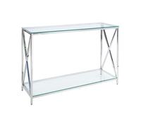 Consola de vidrio templado transparente plateado 120 x 40 cm acero inoxidable Audet