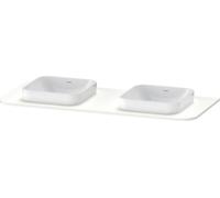 Consola Duravit Happy D.2 Plus, 1300x550 mm, 2 recortes, para mueble bajo lavabo HP4943B, HP032KB3636, Color: Blanco seda lacado mate
