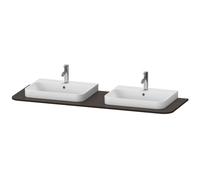 Consola Duravit Happy D.2 Plus, 1600x550 mm, 2 recortes, para mueble bajo lavabo HP4946B, HP4964B, HP4974B, HP032HB6969, Color: Nogal cepillado Chapa de madera auténtica