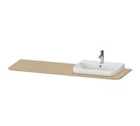 Consola Duravit Happy D.2 Plus HP031H, 1600x550 mm, 1 recorte a la derecha, para base de lavabo HP4934, HP4944, HP4954, HP4963, HP4973, HP031HR7171, Color: Roble mediterráneo Chapa de madera auténtica