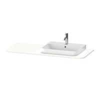 Consola Duravit Happy D.2 Plus HP031K, 1300x550 mm, 1 recorte a la derecha, para base de lavabo HP4932, HP4942, HP4962, HP4972, HP031KR3636, Color: Blanco seda lacado mate