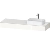 Consola Duravit Qatego, 1600x550x170mm, con recorte a la derecha, QA4807022220000, Color: Blanco brillo intenso