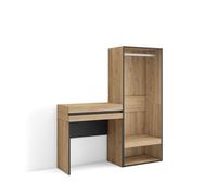 Consola entrada | mueble con cajón | 130x145x35 cm | recibidor | vestidor abierto | estilo moderno | roble