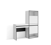 Consola entrada, mueble con cajón, 130x35x145cm, recibidor, zapatero, estilo moderno, blanco