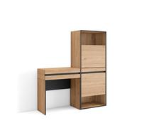 Consola entrada, mueble con cajón, 130x35x145cm, recibidor, zapatero, estilo moderno, roble