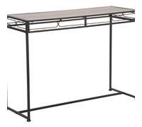Mauro Ferretti Consola rectangular de metal negro con tapa de madera cm 110x40x80