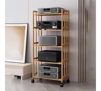 Consola estéreo vintage ajustable y soporte AV - Estante de almacenamiento móvil de 5 niveles para cine en casa, estudio de sonido, gabinete de grabación de esquina independiente y elegante