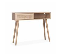 Consola estilo escandinavo de caña, 100cm, boheme, natural, 100x29x81 cm