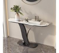 Consola Estrecha y Larga con una Creativa Base de Metal, Mesa de Sofá Detrás del Sofá, Consola Moderna, Mesa de Acento para Pasillo Sala de Estar(Black 3,100cm/39.4in)