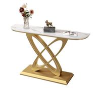 Consola Glam con marco rectangular de mármol y metal, resistente a arañazos, mueble divisorio para pasillo, mesa de porche, mesa nórdica para entrada de porche.(A+Gold,150x30x80cm/59x11.8x31.5in)