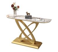 Consola Glam con marco rectangular de mármol y metal, resistente a arañazos, mueble divisorio para pasillo, mesa de porche, mesa nórdica para entrada de porche.(B+Gold,100x30x80cm/39.4x11.8x31.5in)