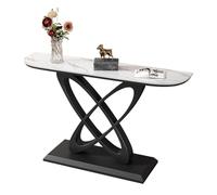 Consola Glam con marco rectangular de mármol y metal, resistente a arañazos, mueble divisorio para pasillo, mesa de porche, mesa nórdica para entrada de porche.(A+Black,120x30x80cm/47.2x11.8x31.5in)
