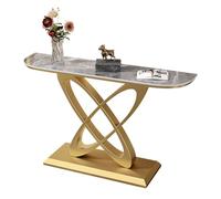 Consola Glam con marco rectangular de mármol y metal, resistente a arañazos, mueble divisorio para pasillo, mesa de porche, mesa nórdica para entrada de porche.(D+Gold,150x30x80cm/59x11.8x31.5in)