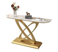 Consola Glam con marco rectangular de mármol y metal, resistente a arañazos, mueble divisorio para pasillo, mesa de porche, mesa nórdica para entrada de porche.(C+Gold,120x30x80cm/47.2x11.8x31.5in)