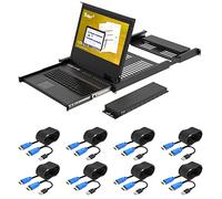 Consola KVM LCD de 17 pulgadas, 8 puertos, HDMI, Yinker Rackmount KVM Switch Fit 1U 19", monitor de teclado y cajón con panel táctil integrado + cables