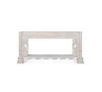 Consola Madera - Recibidor Entrada - Mueble Entrada - Madera Maciza de Mango - Talla Manual con Patas Torneadas - Mueble Auxiliar con Bandeja Inferior - Blanco - 90 x 180 x 40 cm - Colección Bhopal