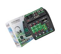 Consola Mezcladora 4 Vías con BT y para puerto USB - Preamp 48V para Grabación y Escenario(Green)