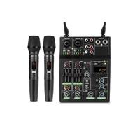 Consola Mezcladora de Audio de 4 Canales con Micrófono Inalámbrico, USB, , Reverberación, para DJ, Grabación en PC.