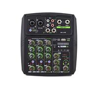 Consola mezcladora de audio de 4 canales, pantalla LED, tarjeta de sonido integrada, conexión USB BT con retardo de ganancia de ecualizador de 2 bandas