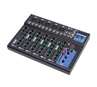 Consola Mezcladora de Audio de 7 Canales, Mesa de Mezclas Autoamplificada Mini con USB Bluetooth, Alimentación Fantasma de 48 V para Estéreo Streaming