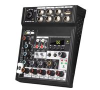 Consola mezcladora de audio portátil Bluetooth de 5 canales con tarjeta de sonido y reproducción USB