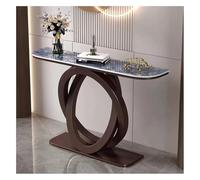 Consola Moderna con Base Geométrica Mesa De Entrada Mesa De Sofá Estrecha Y Larga Mesa Auxiliar Contemporánea Escritorio De Pizarra para Sala De Estar, Entrada Y Pasillo(Brown-C,150x30x80cm)