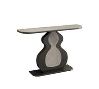 Consola Moderna de Piedra Sinterizada, Elegante Mesa de Entrada con Base Artística en Forma de Calabaza de Botella, Mesa Auxiliar Estrecha Decorativa para Pasillo, Entrada y Salón(Gray+Black,100cm)