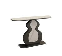 Consola Moderna de Piedra Sinterizada, Elegante Mesa de Entrada con Base Artística en Forma de Calabaza de Botella, Mesa Auxiliar Estrecha Decorativa para Pasillo, Entrada y Salón(White+Black,150cm)